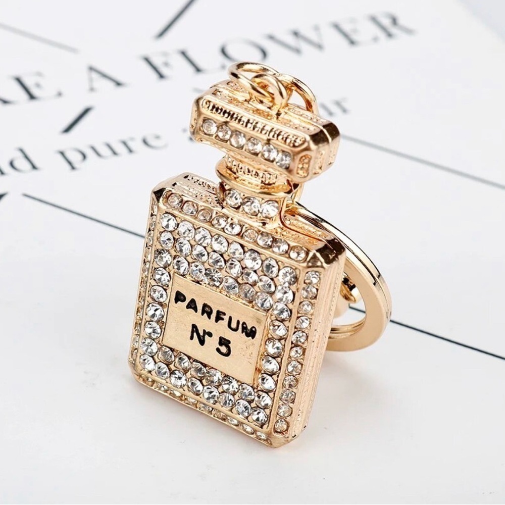Perfume No. 5 White Crystal Keychain/ Bag Charm - Picture 4 of 6